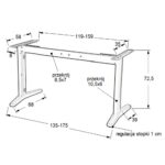 Stelaż do biurka metalowy STT-01 z rozsuwaną belką 119 - 159 cm - szary - obrazek 2