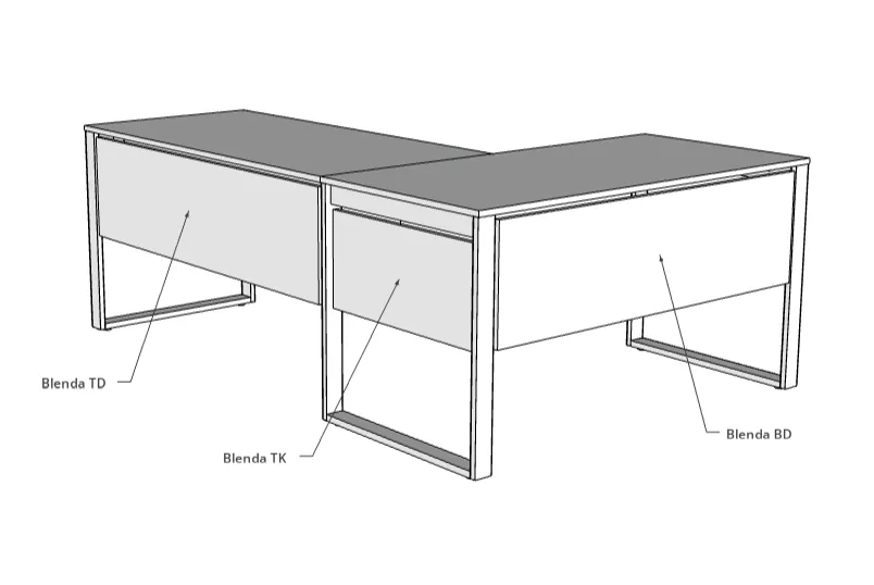 Biurko narożne LOFT - wymiary