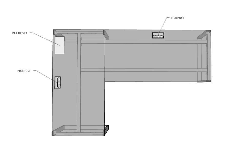 Biurko narożne LOFT - wymiary