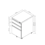 Kontenerek pod biurko metalowy 850 - Czarny - obrazek 3