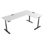Biurko narożne dla programisty regulowane elektrycznie - białe