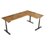 Biurko narożne dla programisty regulowane elektrycznie  - dąb lancelot