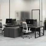 Biurko narożne czarne LOFT z Komodą Zenit - wizualizacja