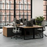 Biurko narożne dąb lancelot LOFT z Komodą Zenit - wizualizacja