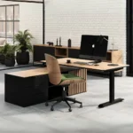 Nowoczesne biurko gabinetowe HERO DESK PLUS CDF z Komodą Premium Dąb Lancelot - obrazek 2