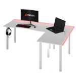 Biurko gamingowe narożne - białe