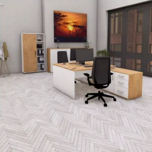 Biurko narożne białe w biurze