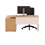 Biurko gabinetowe narożne dąb olejowany z Komodą Zenit - obrazek 2