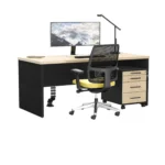 Biurko z płyty Forma + kontenerek Flex - dąb olejowany - obrazek 2