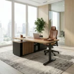 Nowoczesne biurko gabinetowe HERO DESK PLUS z Komodą Premium Dąb Lancelot - obrazek 2