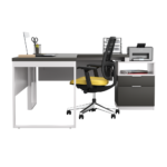 Biurko loftowe narożne czarne + kontenerek z szufladami - obrazek 5