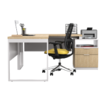 Biurko loftowe narożne dąb olejowany + kontenerek z szufladami - obrazek 6