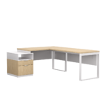 Biurko loftowe narożne dąb olejowany + kontenerek z szufladami