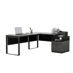 Biurko loftowe narożne czarne + kontenerek z szufladami - obrazek 2