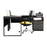 Biurko loftowe narożne czarne + kontenerek z szufladami - obrazek 4