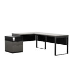 Biurko loftowe narożne czarne + kontenerek z szufladami