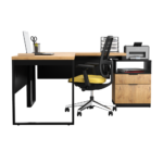 Biurko loftowe narożne dąb lancelot + kontenerek z szufladami - obrazek 5