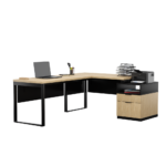 Biurko loftowe narożne dąb olejowany + kontenerek z szufladami - obrazek 2