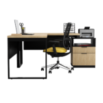 Biurko loftowe narożne dąb olejowany + kontenerek z szufladami - obrazek 5